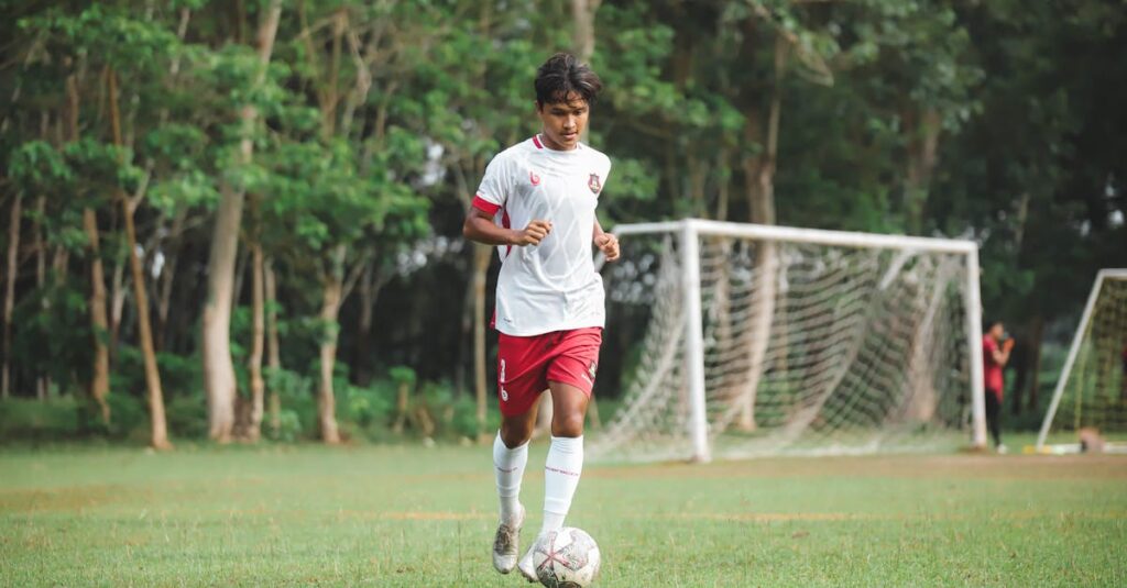 Individual soccer training drill focusing on dribbling skills